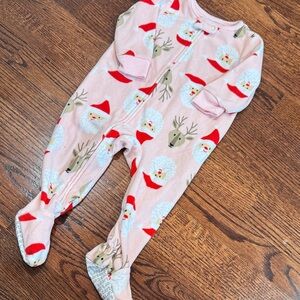 Carter's Pink Santa and Reindeer Footie